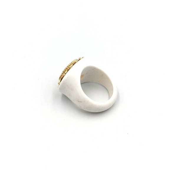Elizabeth Adams Collection White Agate Ring With 14K Gold Accent & Citrine Sz7.5 - Picture 12 of 16